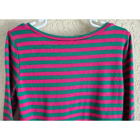 POLO RALPH LAUREN Girl's 6 Peplum Top Striped Green Pink Pony Logo Chest 24" - Picture 6 of 7